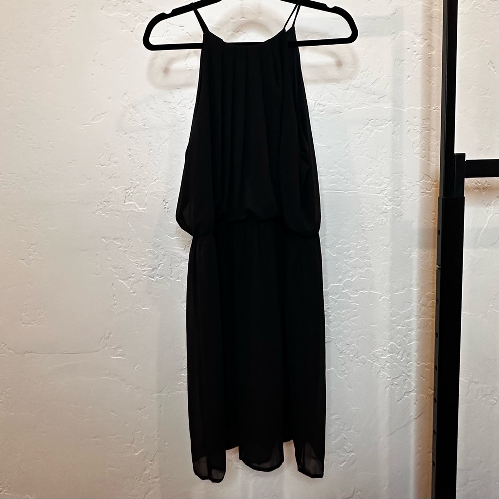 Black Chiffon Dress w/  High Neck (Plus Sizes)